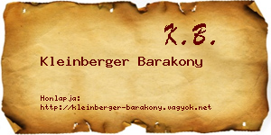 Kleinberger Barakony névjegykártya
